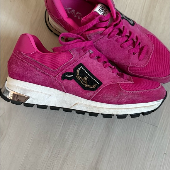 Karl Lagerfeld Fuchsia Sneakers with Black Accents - Picture 1 of 3